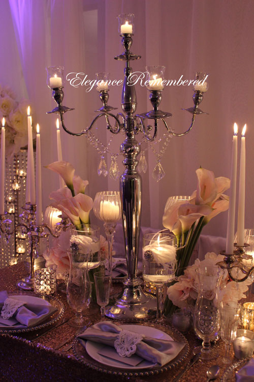 Crystal Wedding Party Silver Crystal Candelabra Candle Holder Centerpiece Romany 